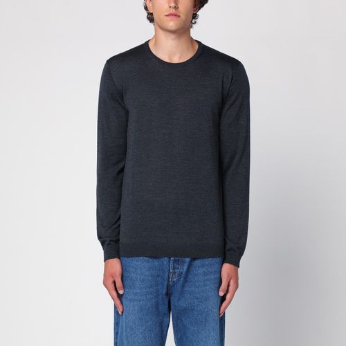 Anthracite merino wool crew-neck sweater - Roberto Collina - Modalova