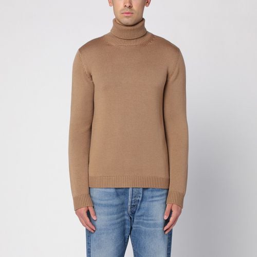 Camel merino wool turtleneck pullover - Roberto Collina - Modalova