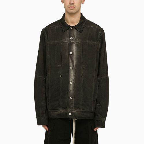 Black washed-effect denim jacket - Rick Owens - Modalova