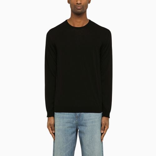 Black cotton crew-neck sweater - Roberto Collina - Modalova