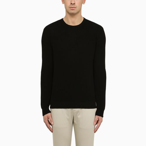 Black cotton crew-neck jumper - Roberto Collina - Modalova