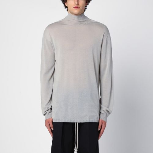 Pearl grey turtleneck sweater in wool - Rick Owens - Modalova