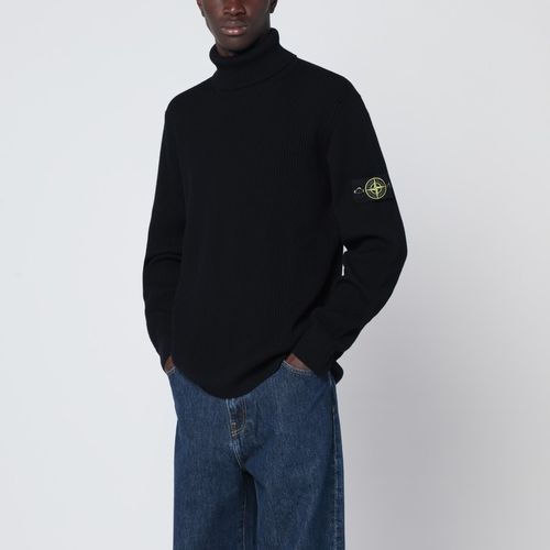 Black ribbed turtleneck sweater - Stone Island - Modalova