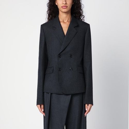 Grey wool double-breasted jacket - Loewe - Modalova