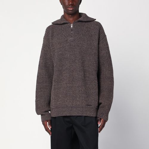 Brown wool sweater with zip - Maison Margiela - Modalova