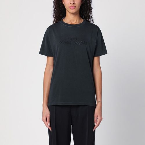 Black washed-out cotton T-shirt with reverse logo - Maison Margiela - Modalova