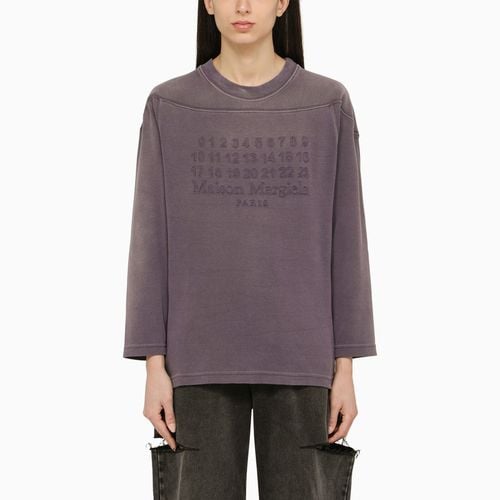 Aubergine-coloured cotton sweater with logo - Maison Margiela - Modalova