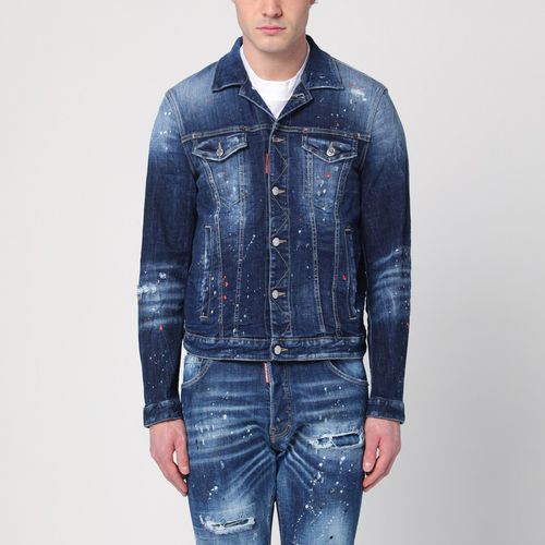 Giacca in denim slavato con usure - Dsquared2 - Modalova