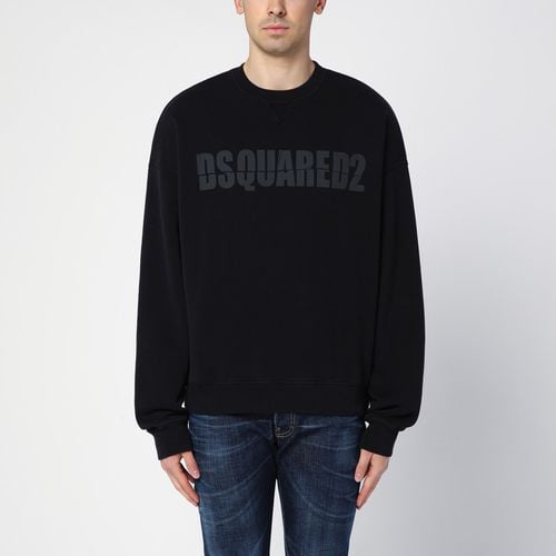 Felpa girocollo nera in cotone con logo - Dsquared2 - Modalova