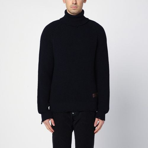 Marineblauer Rollkragenpullover aus Wolle - Dsquared2 - Modalova