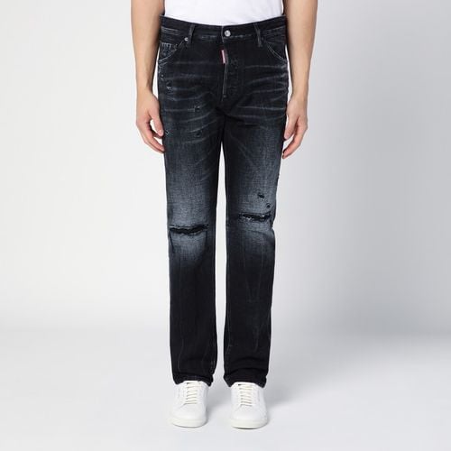 Black washed denim jeans with wear - Dsquared2 - Modalova