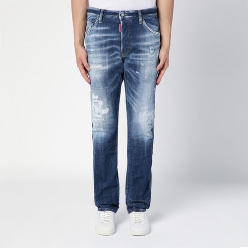 Jeans navy slavato in denim con usure - Dsquared2 - Modalova