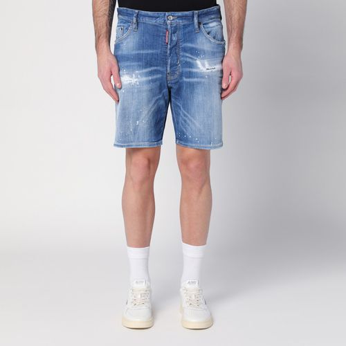 Bermuda in denim slavato con usure - Dsquared2 - Modalova