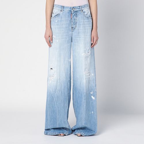 Jeans a palazzo chiaro con strappi - Dsquared2 - Modalova