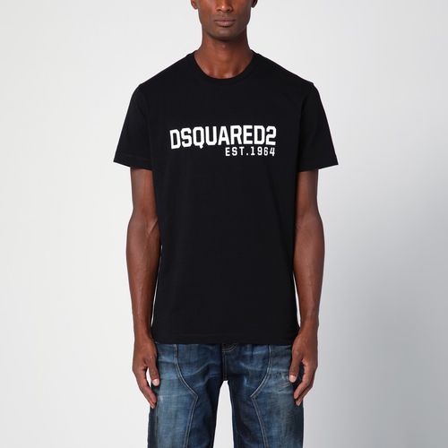 T-shirt nera in cotone con stampa logo - Dsquared2 - Modalova