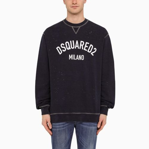 Marineblaues Sweatshirt mit Rundhalsausschnitt und Logo - Dsquared2 - Modalova