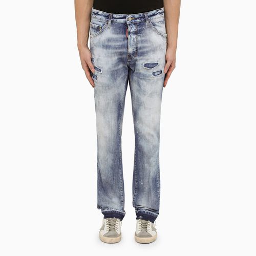 Navy blue washed jeans with denim wear - Dsquared2 - Modalova