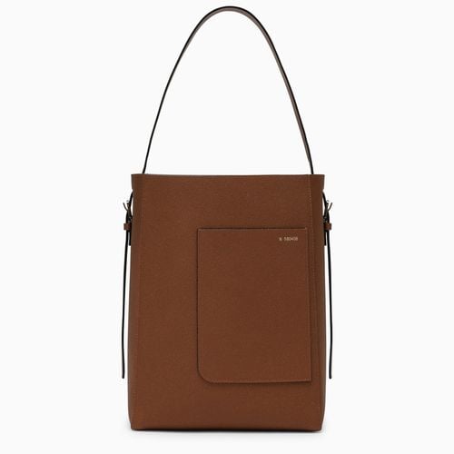 Medium chocolate-coloured leather bucket bag - Valextra - Modalova