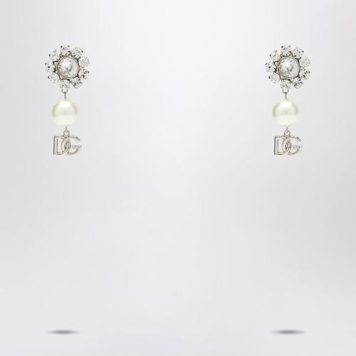 Pearl earrings with silver DG logo - Dolce&Gabbana - Modalova