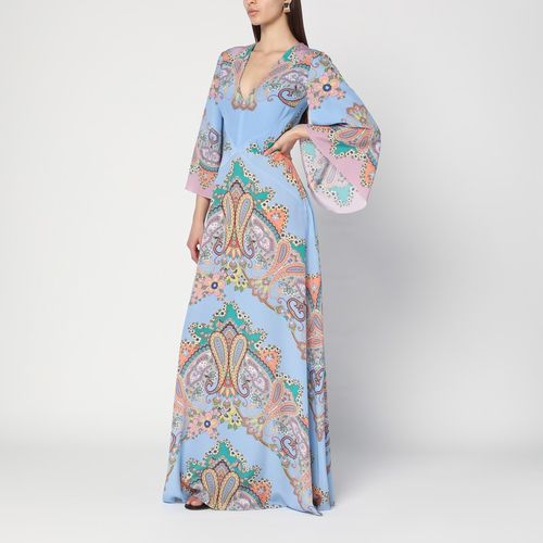 Long blue dress with Paisley print - ETRO - Modalova
