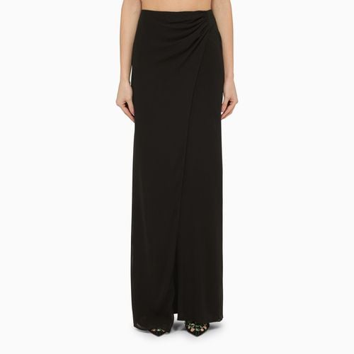 Black silk long skirt with drape - THE ANDAMANE - Modalova