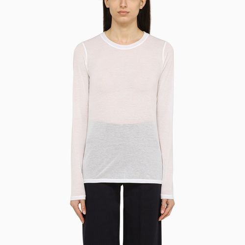 White cotton blend crew-neck jumper - Roberto Collina - Modalova