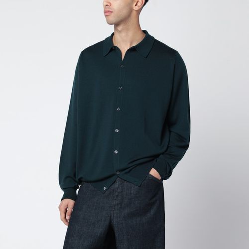 Dark green wool cardigan - JOHN SMEDLEY - Modalova