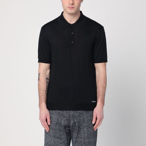 Black polo in recycled silk - Prada - Modalova