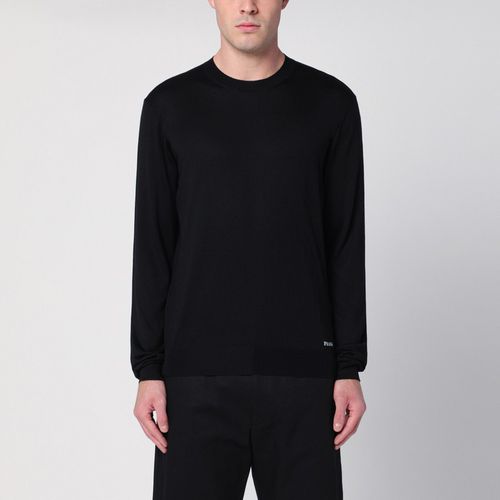 Black recycled silk jumper - Prada - Modalova