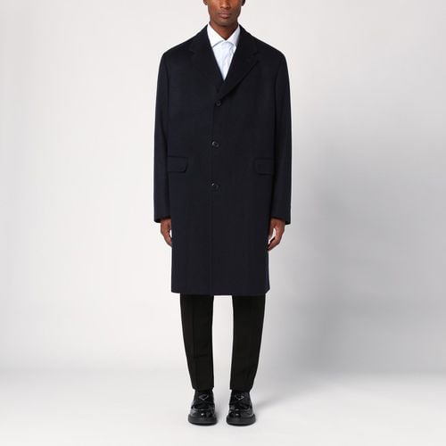 Blue single-breasted wool coat - Prada - Modalova