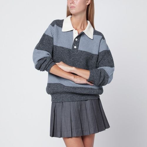 Grey striped wool blend polo shirt - Dunst - Modalova