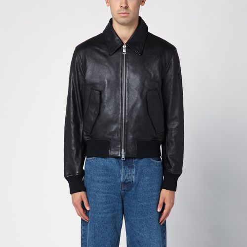 Black leather bomber jacket - Ami Paris - Modalova