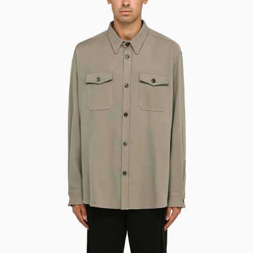 Camicia con tasche in lana grigio tortora - Ami Paris - Modalova