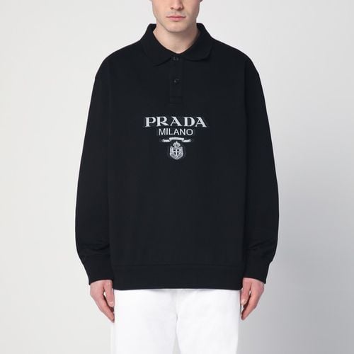 Black cotton polo with logo - Prada - Modalova