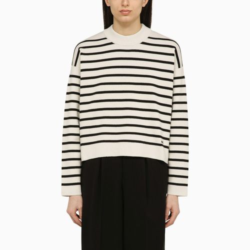 Chalk /black striped cotton and wool jumper - Ami Paris - Modalova