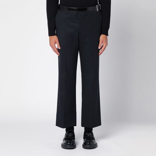 Blue wool trousers with belt - Prada - Modalova