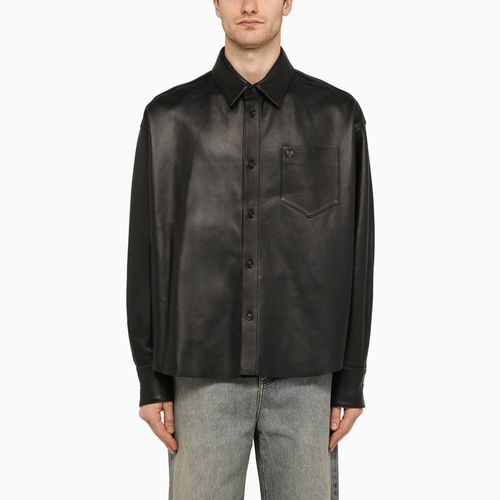 Black leather long sleeved shirt - Ami Paris - Modalova