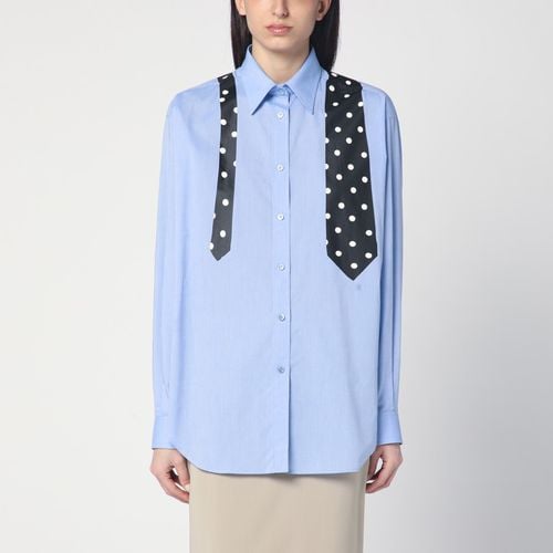 Camicia azzurra con stampa cravatta a pois - Moschino - Modalova