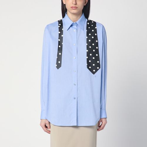 Hellblaue Bluse mit gepunktetem Krawattenaufdruck - Moschino - Modalova