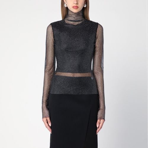 Black mesh turtleneck sweater with rhinestones - Sportmax - Modalova