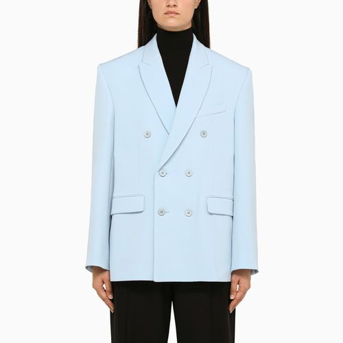 Blue wool double-breasted jacket - WARDROBE.NYC - Modalova