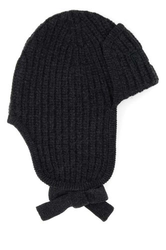 Melange Graphite Wool Beanie Hat - Fendi - Modalova