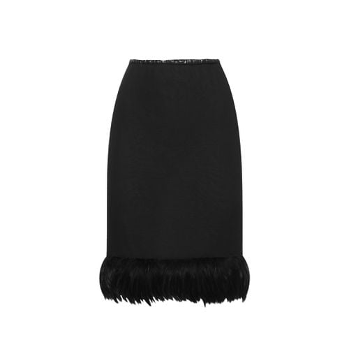 Feathers Trim Silk Skirt - Saint Laurent - Modalova