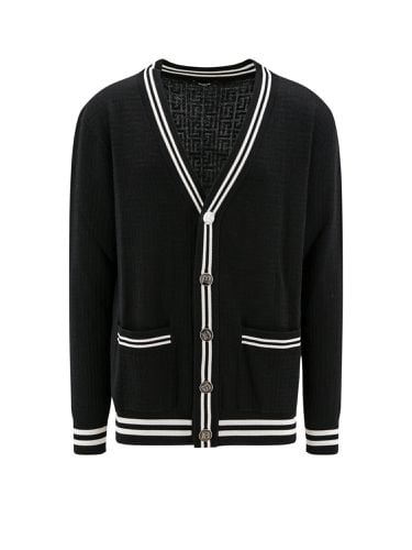 Monogram Jacquard Wool Cardigan - Balmain - Modalova