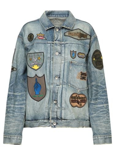 Sacai Blue Patchwork Denim Jacket - Sacai - Modalova