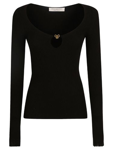 Keyhole Detail Wide Neck Longsleeved Top - Philosophy di Lorenzo Serafini - Modalova