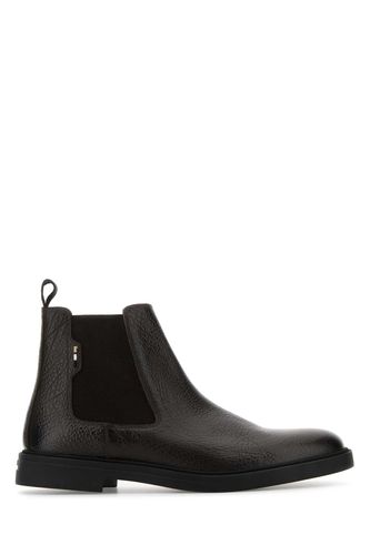 Dark Brown Leather Calev Ankle Boots - Hugo Boss - Modalova