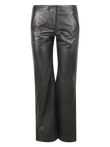 Wide Leg Shiny Leather Trousers - Alberta Ferretti - Modalova