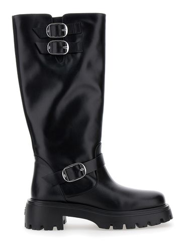 Emerson Chunky Sole Boots With Logo In Leather Woman - Stuart Weitzman - Modalova