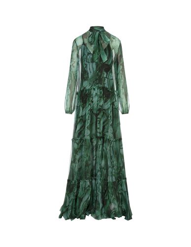 Long Silk Dress With Malachite Print - Roberto Cavalli - Modalova